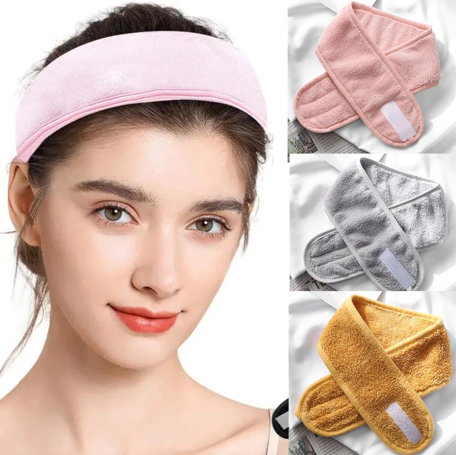 Women Adjustable SPA Facial Headband Bath Makeup Hair Band Headbands for Face Washing Soft Toweling Hair Make UP Accessories